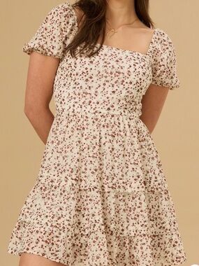 Ivory Floral Mini Dress
